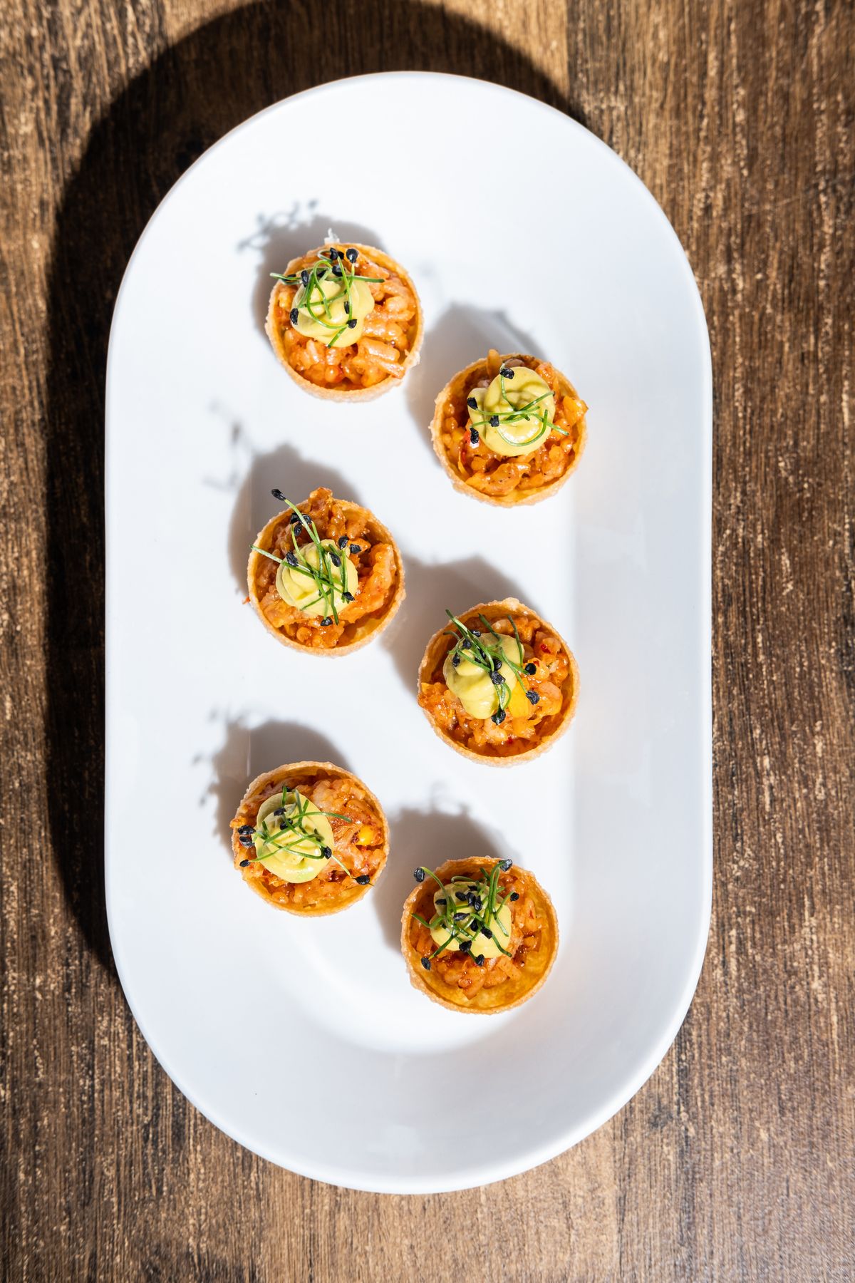 Canapés on an oval platter