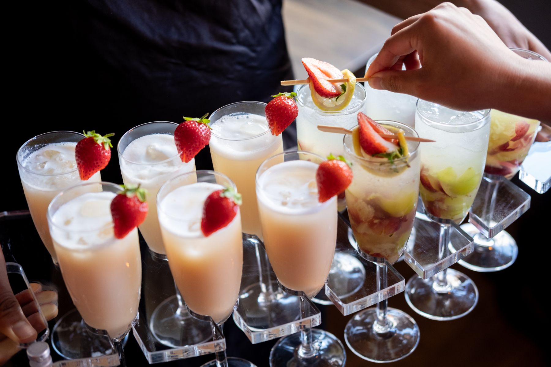Drinks being garnished during event service